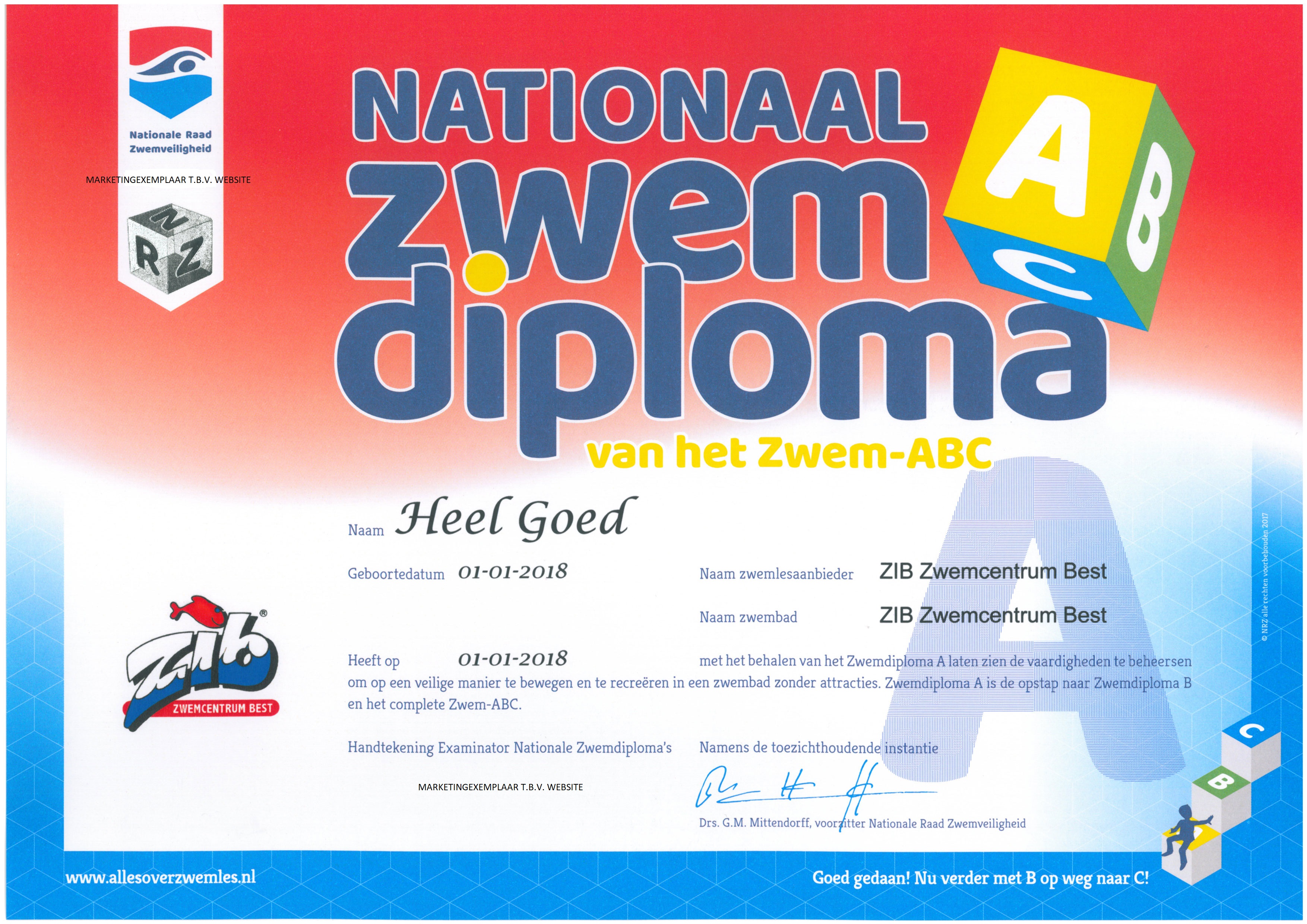 Zwemdiploma A - ZIB Zwemcentrum Best