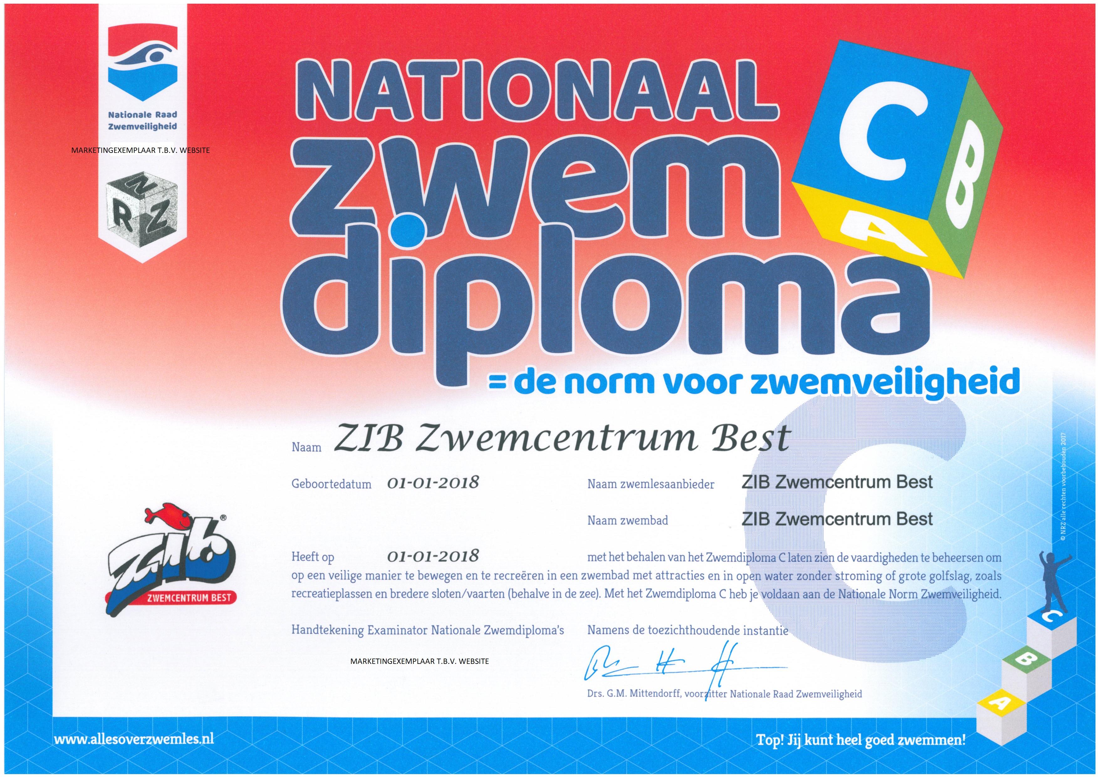 Zwemdiploma C - ZIB Zwemcentrum Best